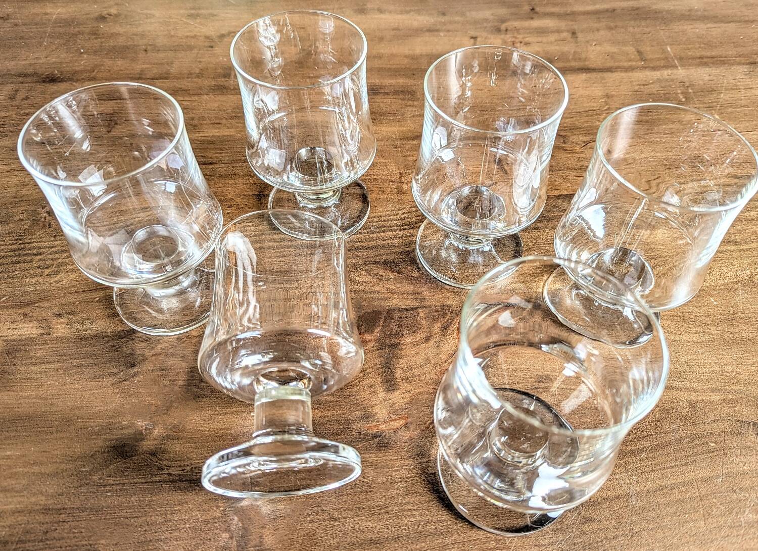 set of 6 vintage stemmed glasses