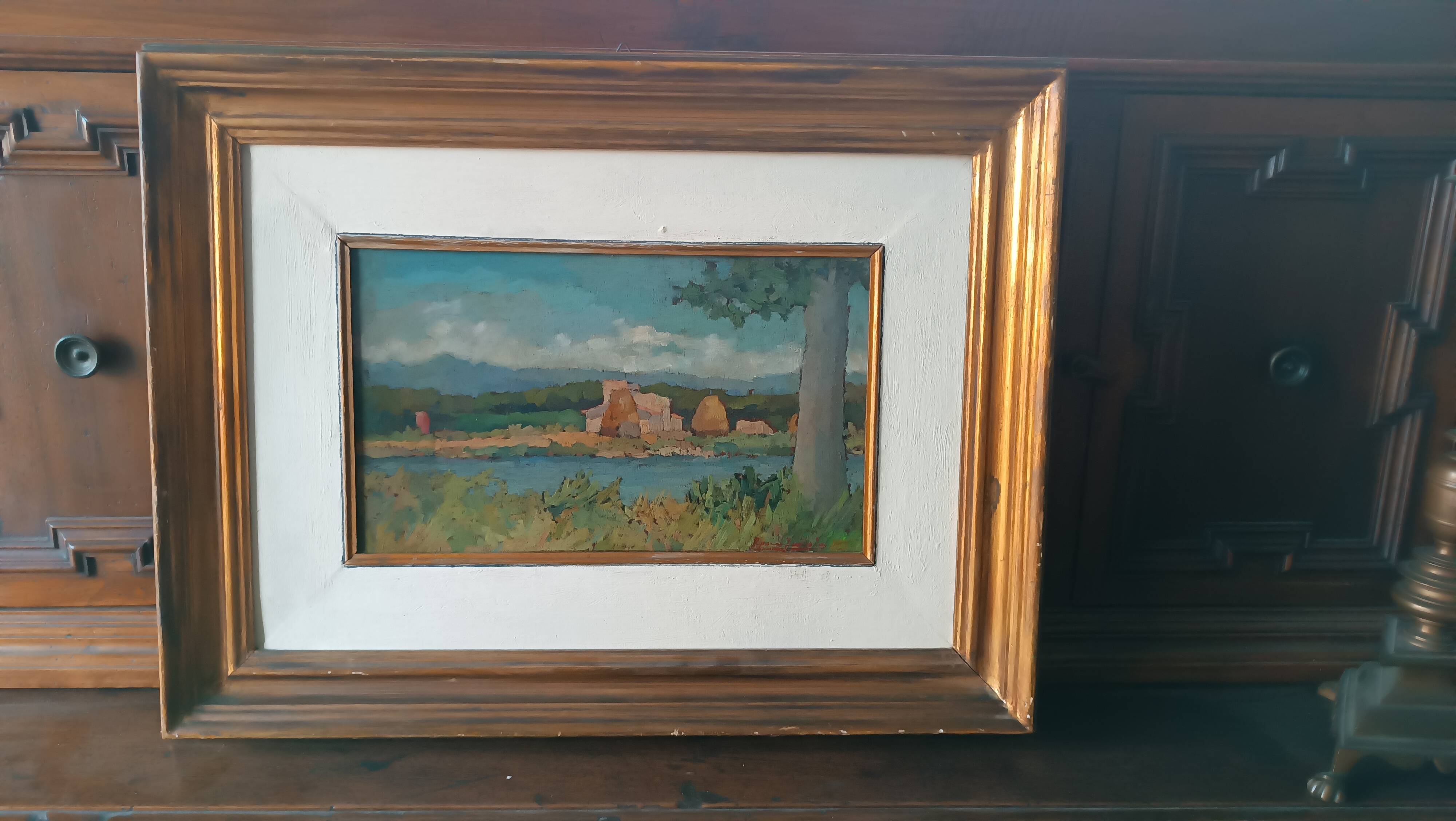 Peinture de paysage Arnaccio Pise années 1950 Ferruccio Rosini (Livourne 1932-2021)