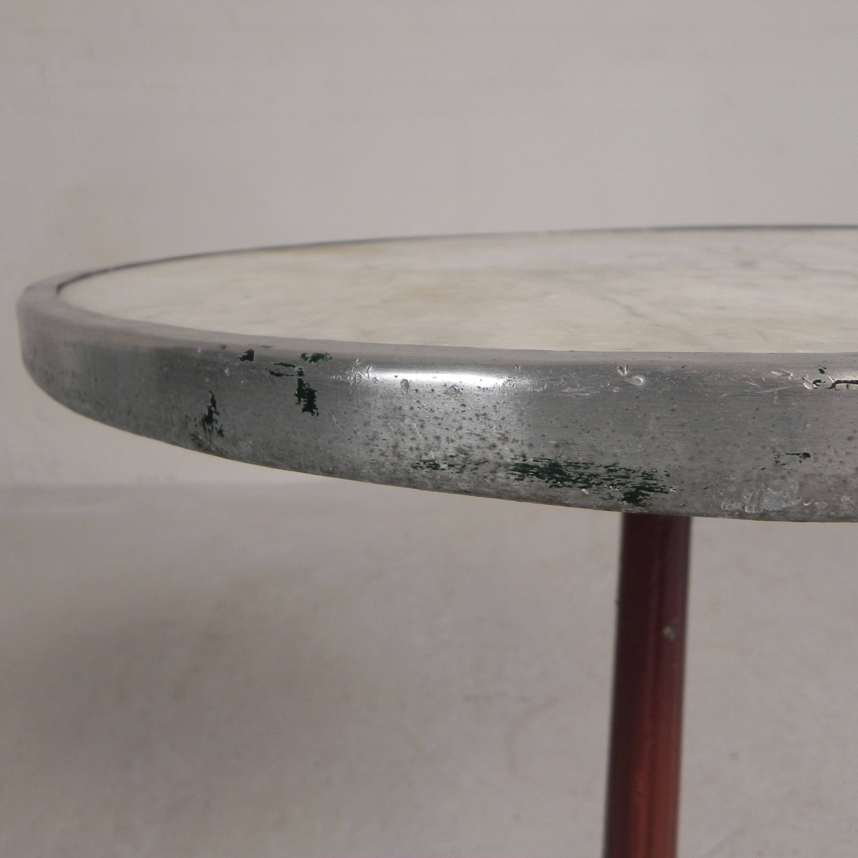 Bistro table with cast iron legs and marble top, 1920s.