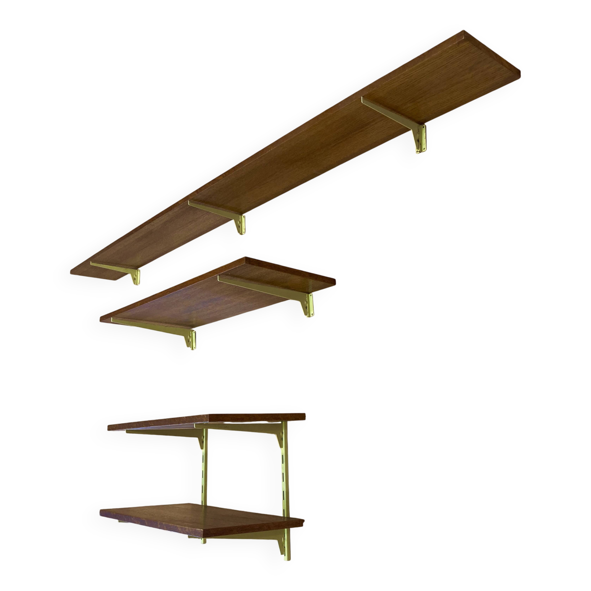 Set of oak shelves, 1950s design.