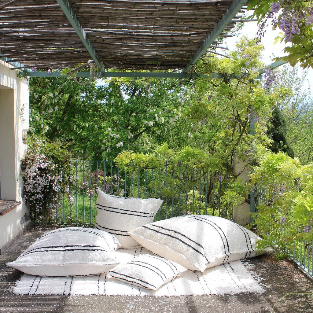 Housse de pouf artisanal en coton recyclé tissé main