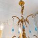 Élégant lustre vintage en bronze avec pampilles Murano bleu saphir – 5