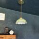 Lamp suspension vintage 70s opaline golden metal "La belle Verte"