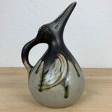 Zoomorphic pitcher pelican bird by Gilbert Metenier, flamed sandstone