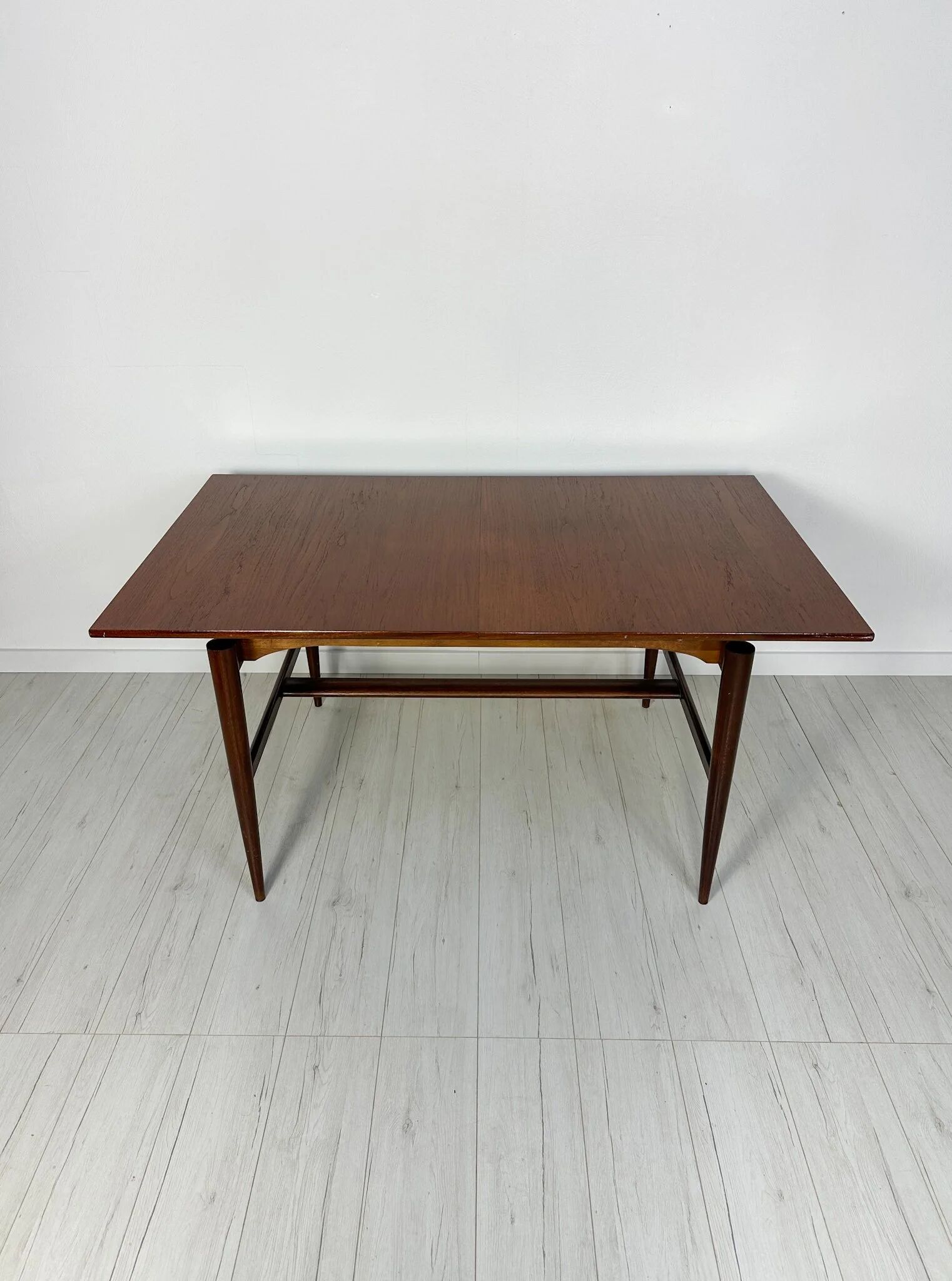 1960s large vintage minimalistic teak extendable dining table