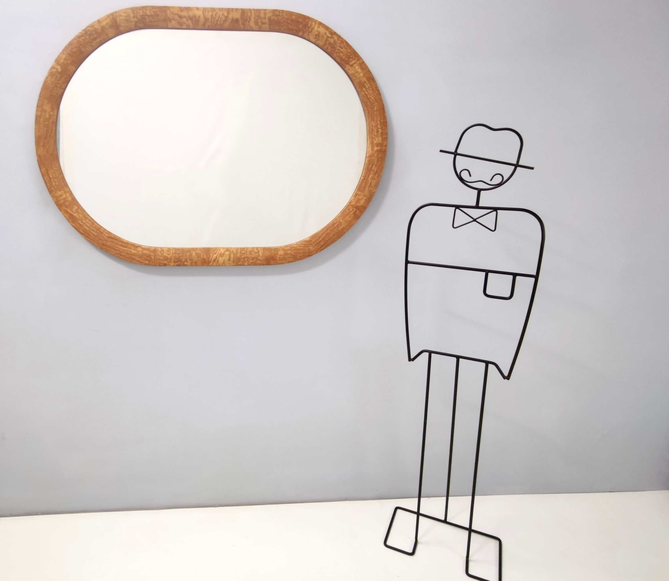 Oval Vintage Wall Mirror with Ash Root Frame, Italy