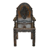 Chinese hand-carved desk from around 1940 with matching chair.