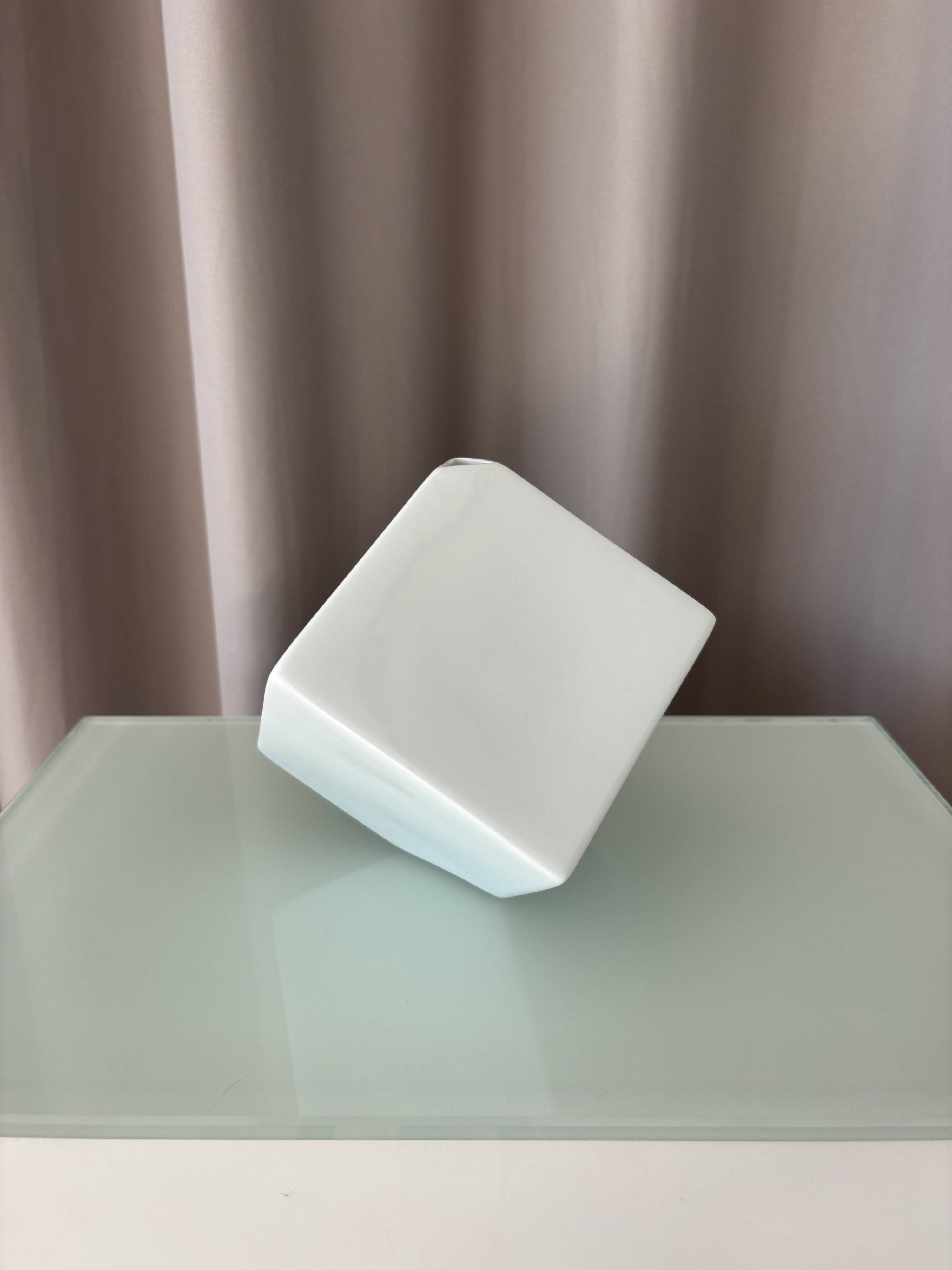 Vintage Jingdezhen Porcelain Bud Vase | White Geometric Minimalist Vase
