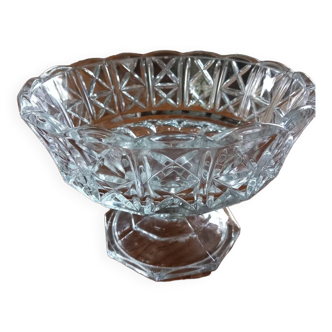 Old salad bowl/cup on foot in very thick chiseled glass