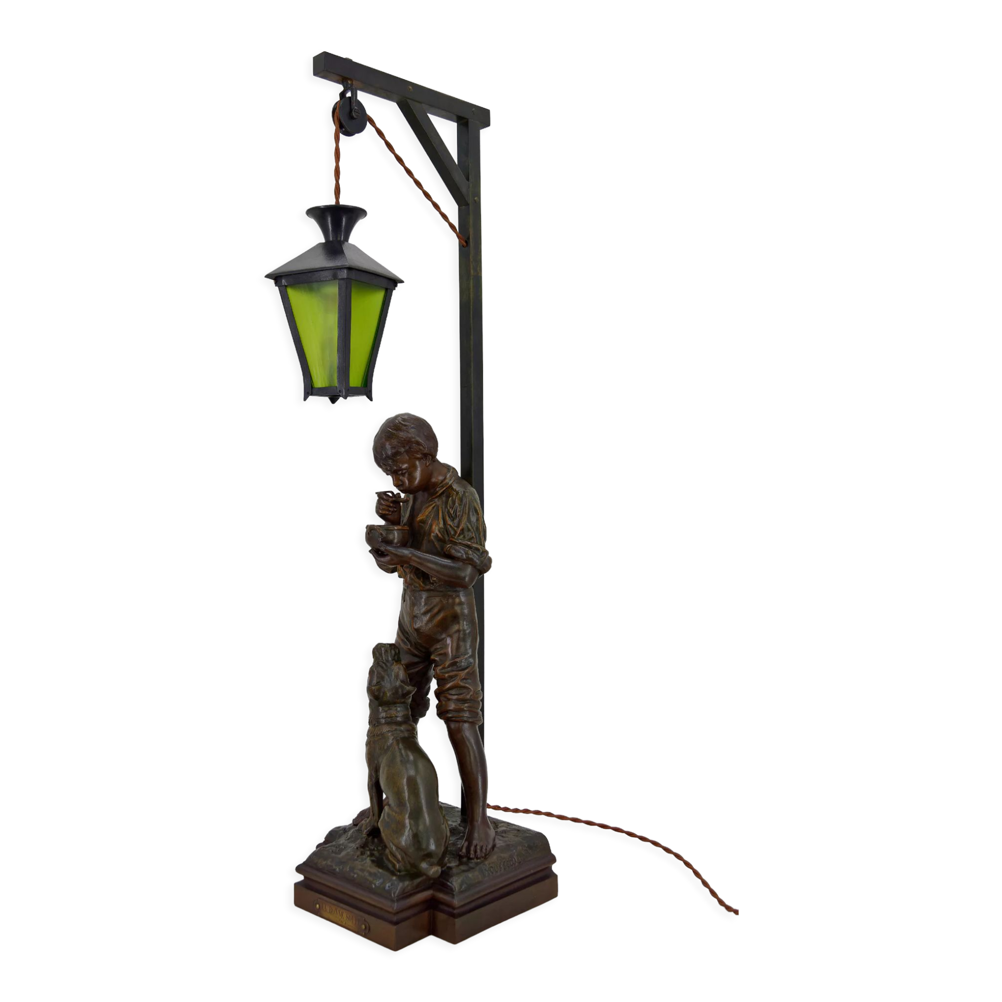 Lamp "La Bonne Soupe" by Victor Rousseau, Art Nouveau, circa 1900