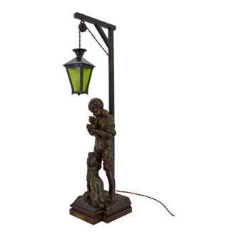 Lamp "La Bonne Soupe" by Victor Rousseau, Art Nouveau, circa 1900