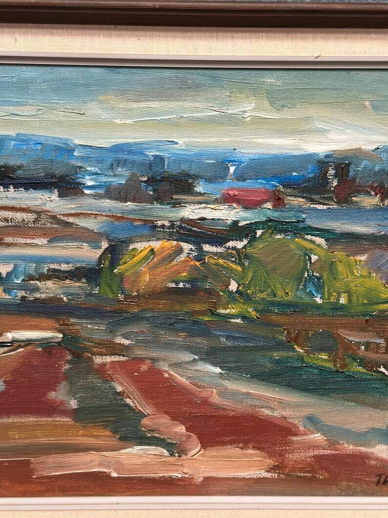 Original Swedish Oil on Canvas – “Landscape” by Jerzy Luczak‑Szewczyk (1923–1975)