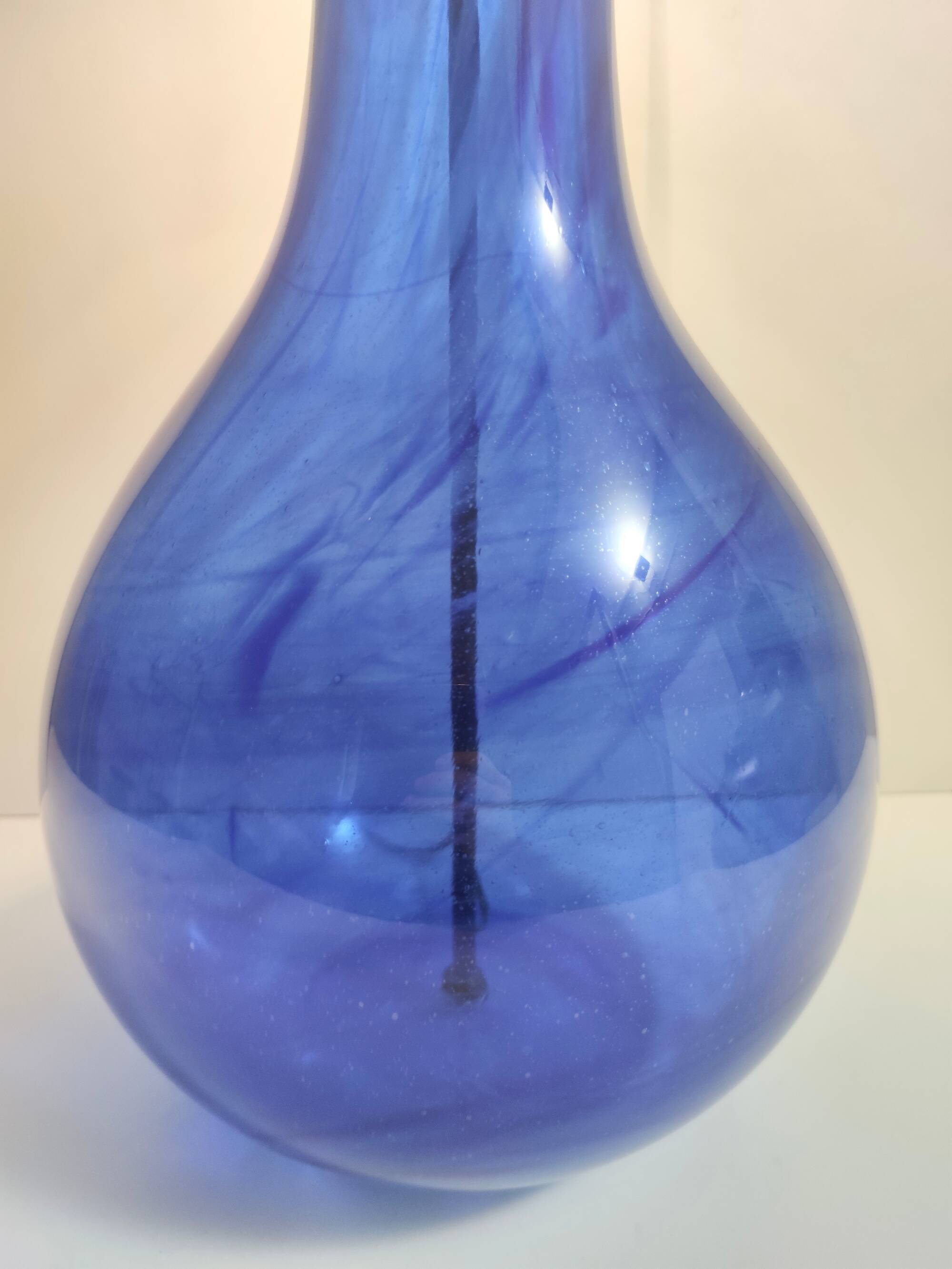 Blue Murano Glass Table Lamp with or without Fabric Lampshade, Italy