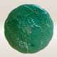 Set of 6 green earthenware dessert plates, vine leaf pattern.