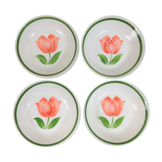 Set de 4 assiettes creuses, Moulin des Loups et Orchies