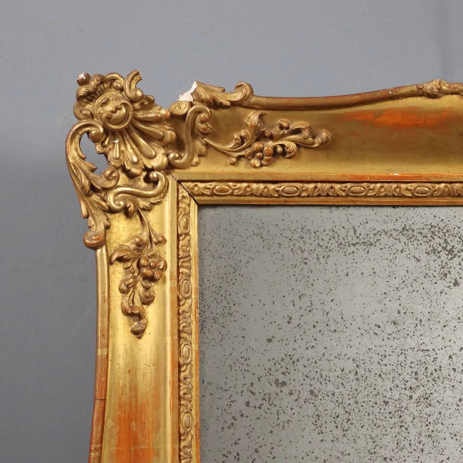 Antique carved wooden mirror, Italy, 19th century