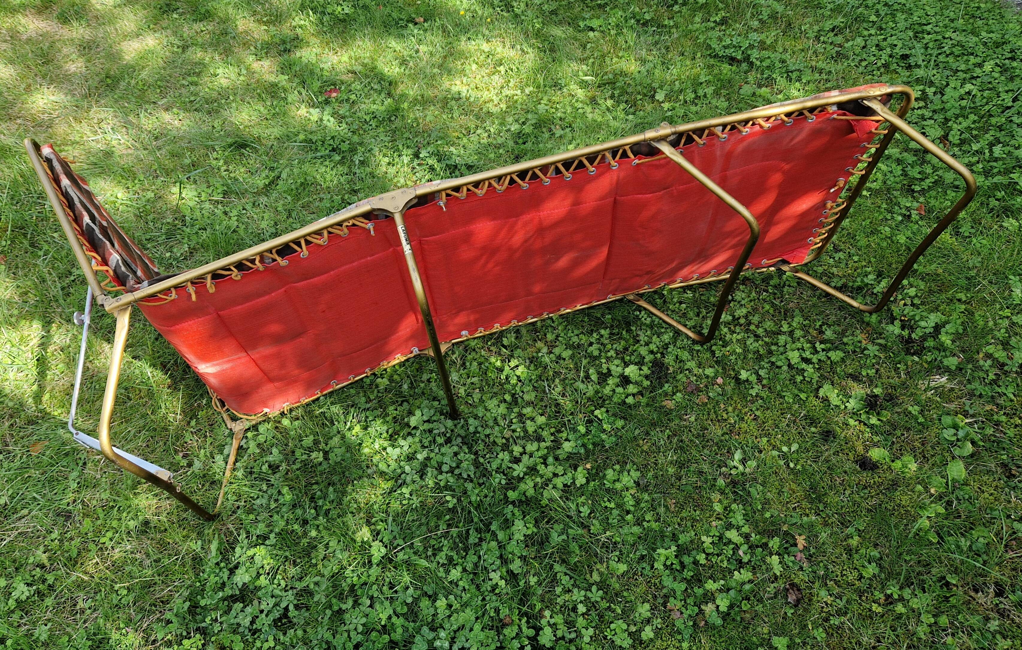 Extra bed, quilted sun lounger, Lafuma vintage 1970