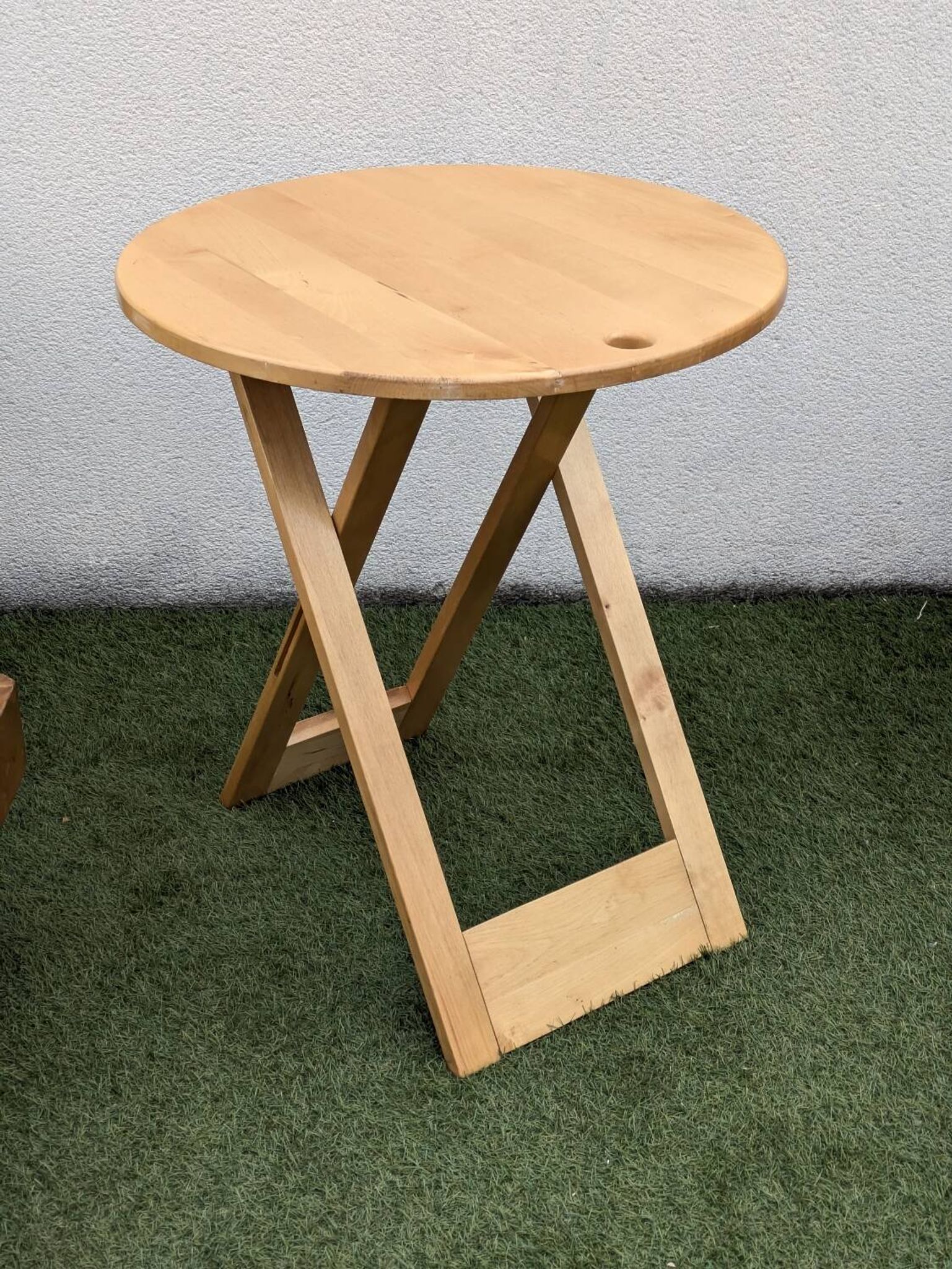 Table pliante design “Suzy” Adrian Reed bois blond vintage 80