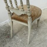 Pair of Italian chairs in lacquered wood and fabric seat