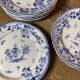 Ensemble de 6 assiettes à dessert décor bleu Moustiers