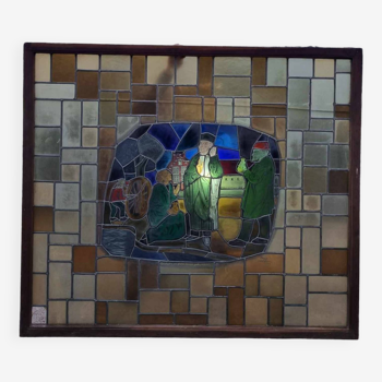 Large signed stained glass window