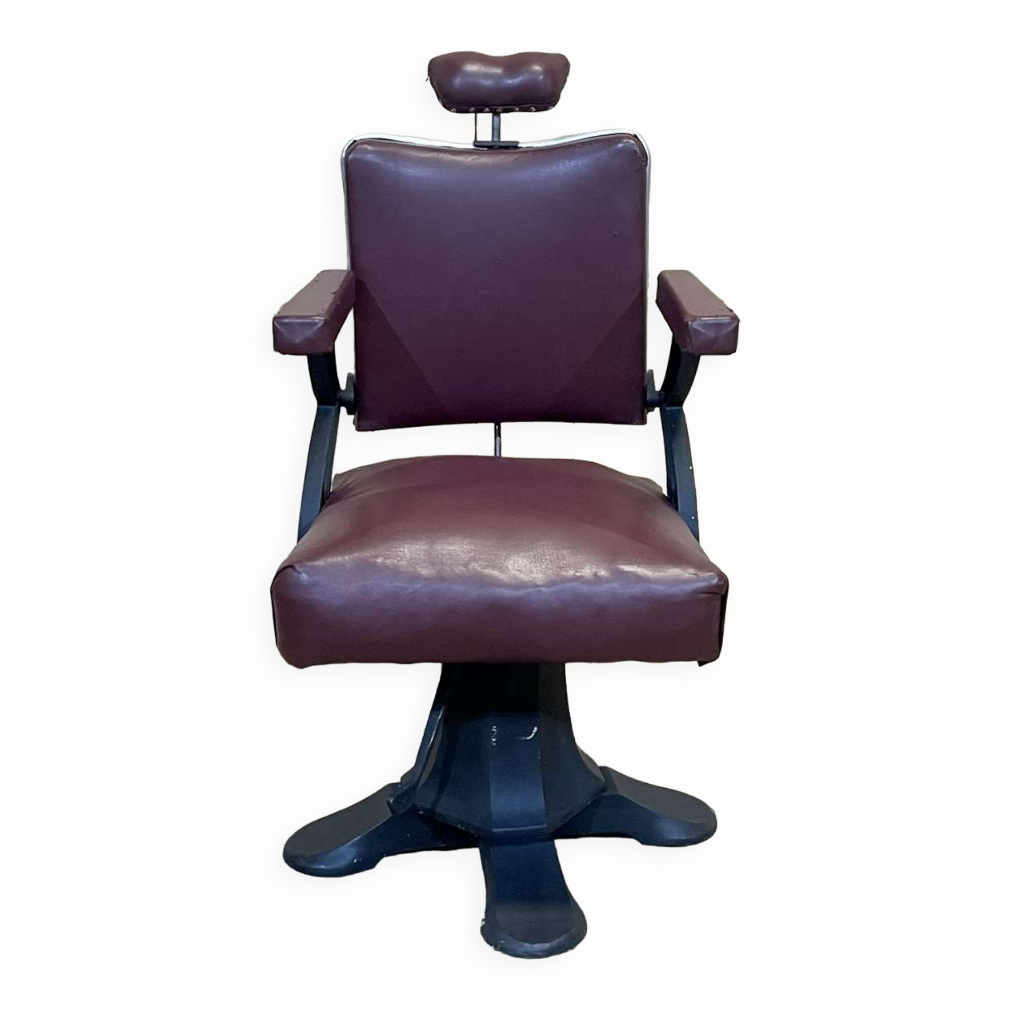 1950s hairdresser's chair covered with skaï - slightly reclining backrest