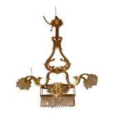 bronze and brass chandelier with 6 arms from the early 20th century