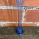 Vintage Early 20th Century Vertical Blue Glass Soliflore Vase #D755