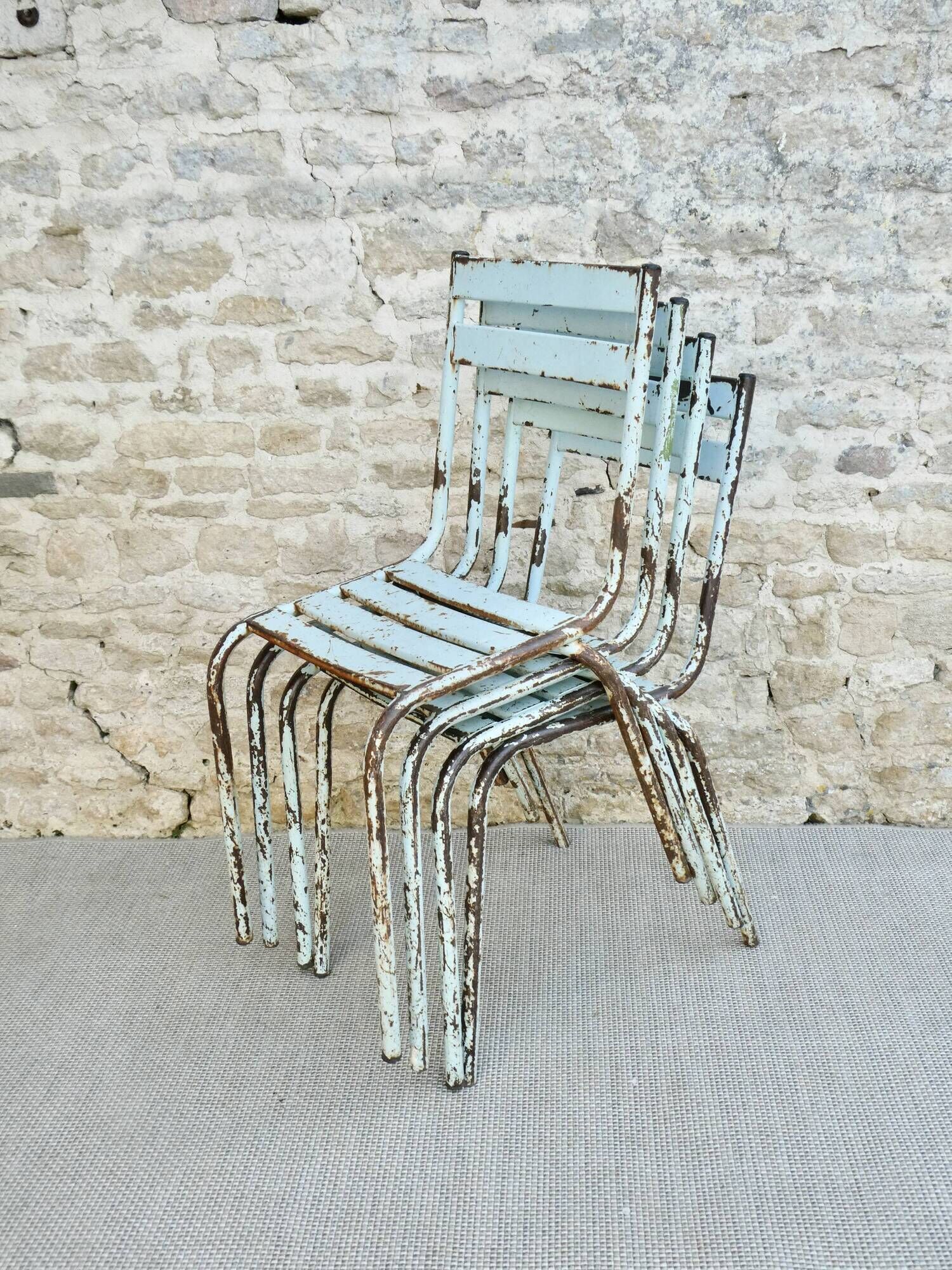 4 chaises de jardin en métal bleu pastel Art Prog