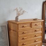 Vintage rattan chest of drawers from the 1970s.