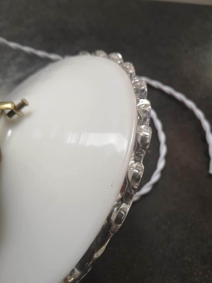 Old lampshade white opaline suspension
