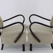 1930s Pair of Jindrich Halabala Art Deco H-237 Armchairs in Bouclé, Restored