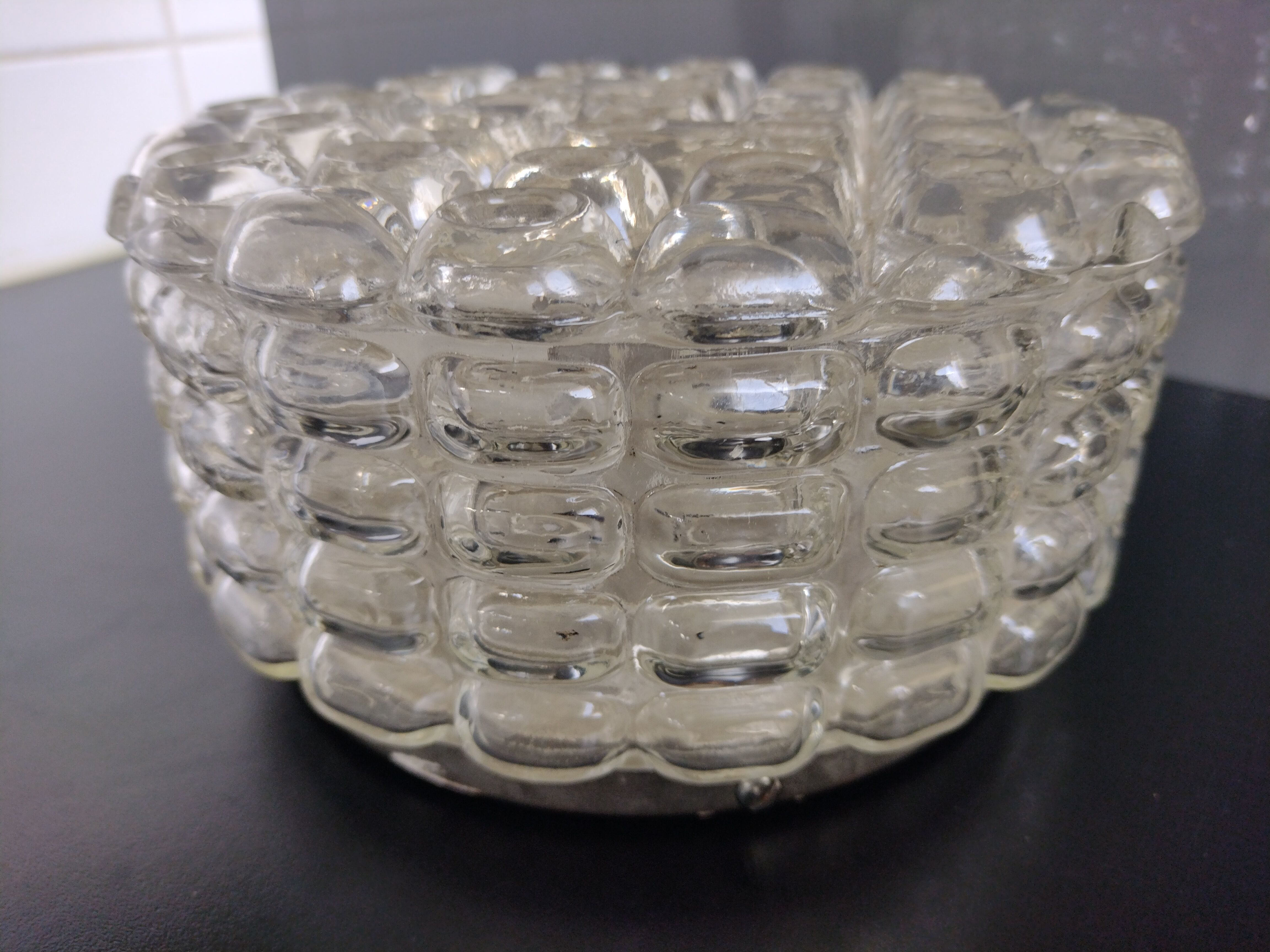 Ceiling lamp / wall lamp vintage molded glass 1970