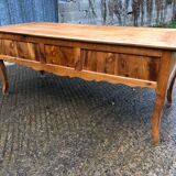 Antique Louis XV table with 3 drawers and 1 pull-out in solid cherry wood