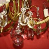 Six-armed crystal cage light fixture from the early 20th century