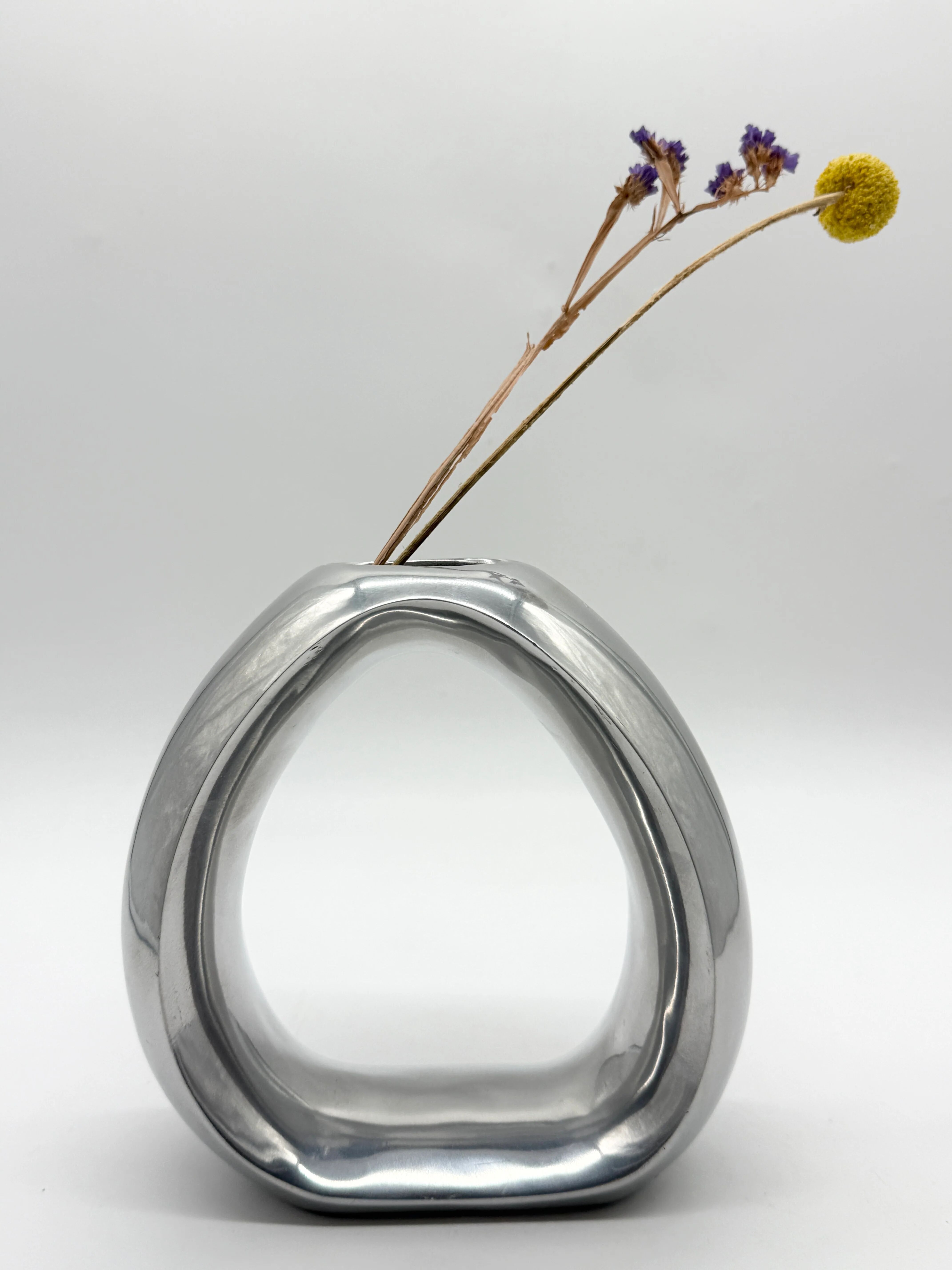 Biomorphic vase in cast aluminium, 1970s