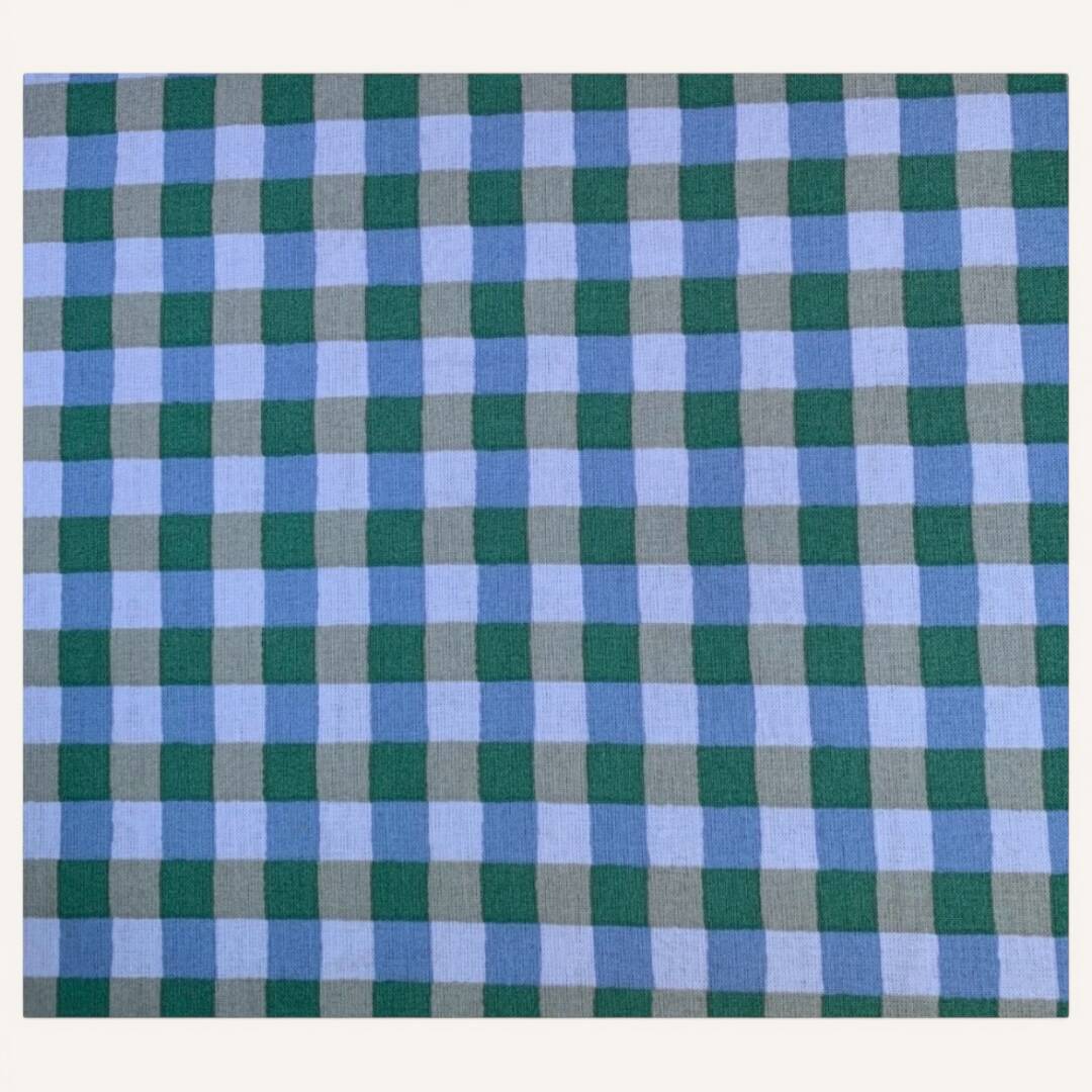 Vintage tall chest of drawers in raw wood and grey-blue from the 1950s.