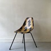 Chair in fibreglass and metal by René-Jean Caillette, stork, 1950 design.