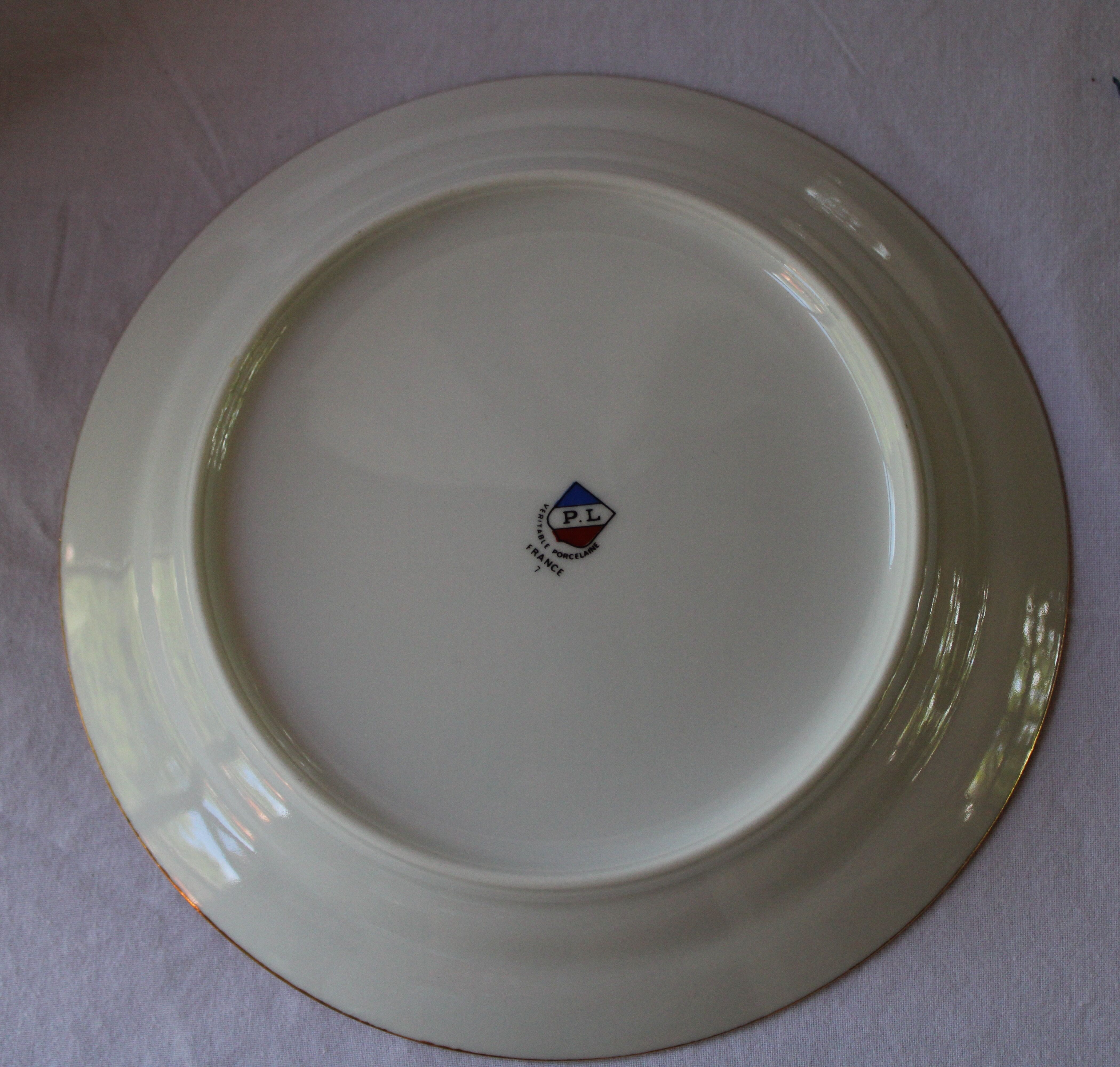 12 Wheat-patterned dessert plates - gold edged - pl -porcelaine vintage