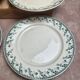 Set of 6 flat plates, Gien Montigny ironstone – old green decoration.