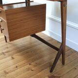 Scandinavian teak boomerang desk and its chair 1960