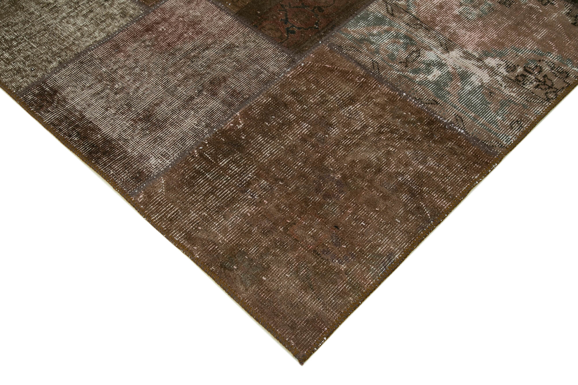 Handwoven Turkish Contemporary 170 cm x 243 cm Brown Patchwork Carpet