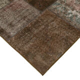 Handwoven Turkish Contemporary 170 cm x 243 cm Brown Patchwork Carpet