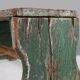 Industrial green wooden stool with nice patina, France 1900