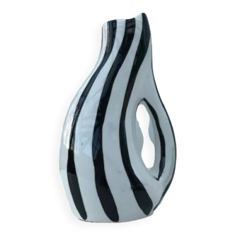 Black and white vase signed revernay