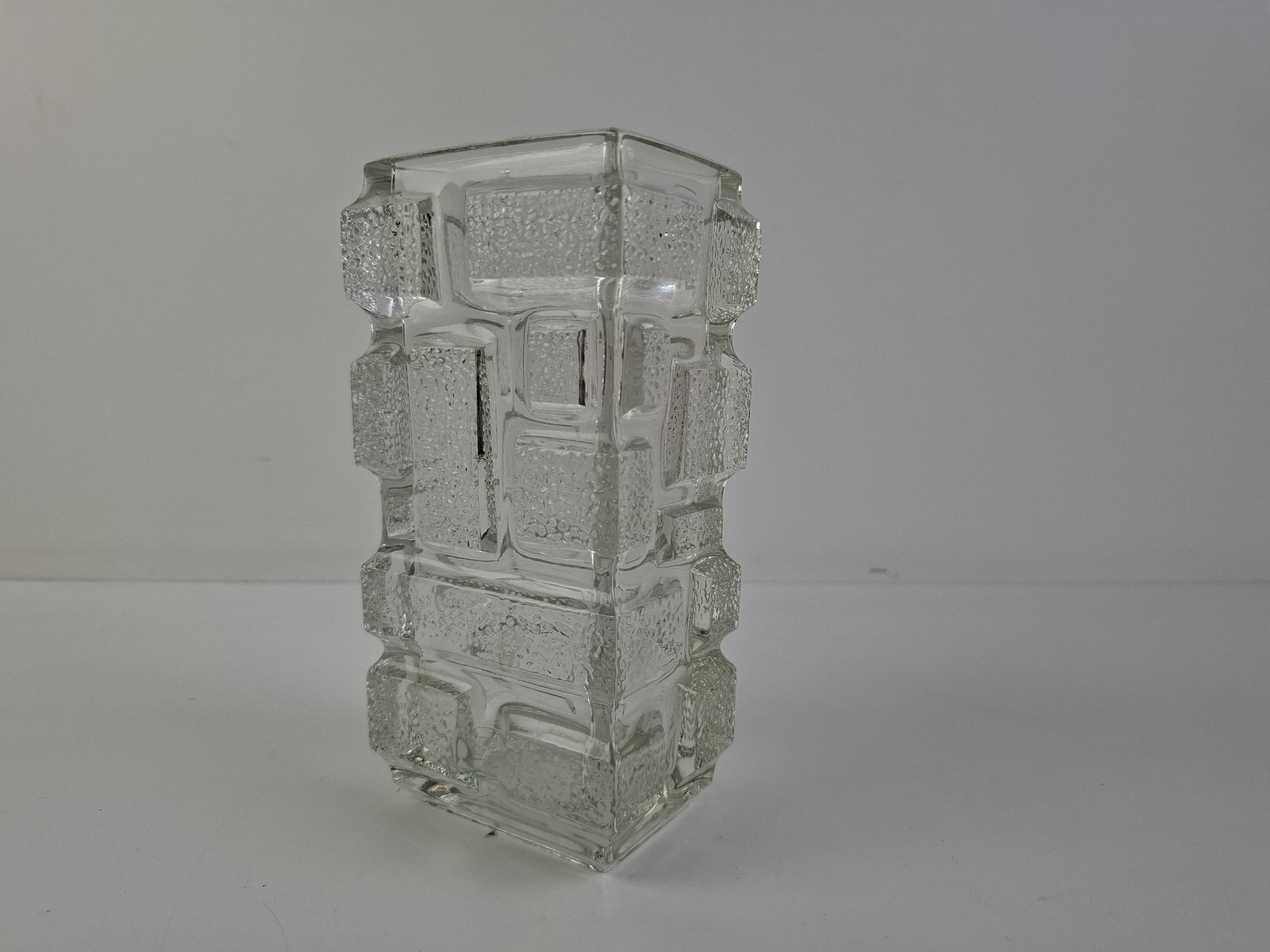 1969 Brickwork Pressed Glass Vase by Jiří Zejmon for Rudolfova Huť, Czechos