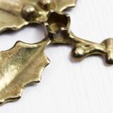 Vintage Holly Candle Holder, Brass