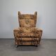 Mid-Century Czechoslovak Plush Wingback Recliner Chair, 1970s