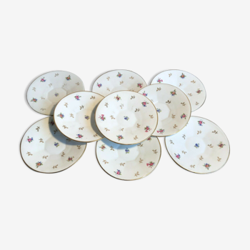 Set of 9 limoges porcelain saucers