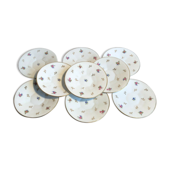 Set of 9 limoges porcelain saucers